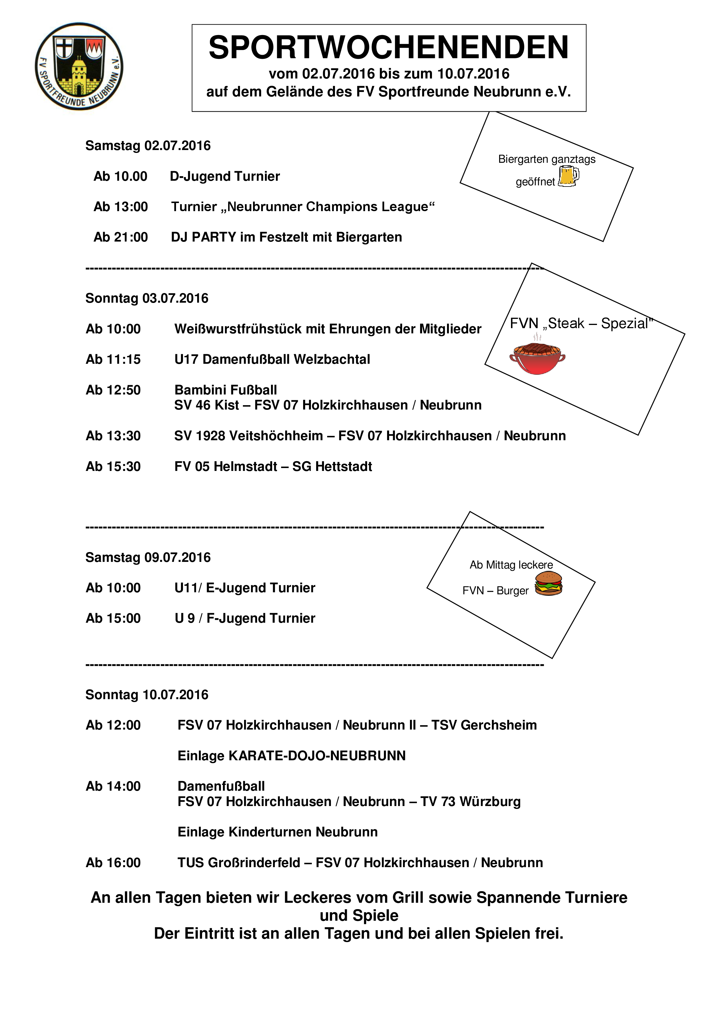 Programm Sportfest 2016